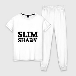 Пижама хлопковая женская Slim Shady: Big E, цвет: белый