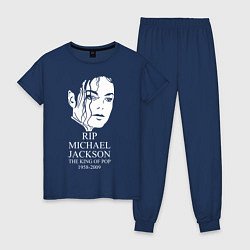 Пижама хлопковая женская Michael jackson rip 1958-2009, цвет: тёмно-синий