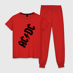 Пижама хлопковая женская AC/DC, цвет: красный