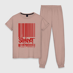 Пижама хлопковая женская Slipknot: barcode, цвет: пыльно-розовый