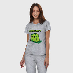Пижама хлопковая женская Minecraft Creeper, цвет: меланж — фото 2