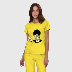 Пижама хлопковая женская Позитивный Брюс Ли, цвет: желтый — фото 2