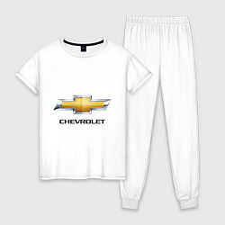 Пижама хлопковая женская Chevrolet логотип, цвет: белый
