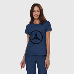 Пижама хлопковая женская Mercedes-Benz logo цвета тёмно-синий — фото 2