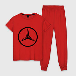 Пижама хлопковая женская Mercedes-Benz logo, цвет: красный