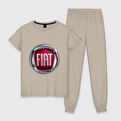 Пижама хлопковая женская FIAT logo, цвет: миндальный