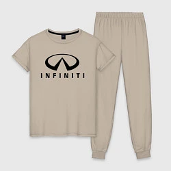 Пижама хлопковая женская Infiniti logo, цвет: миндальный