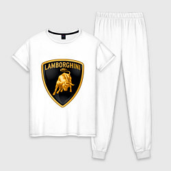 Пижама хлопковая женская Lamborghini logo, цвет: белый