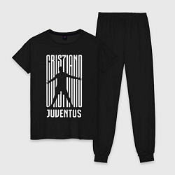 Пижама хлопковая женская Cris7iano Juventus, цвет: черный