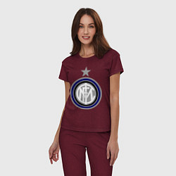 Пижама хлопковая женская Inter FC, цвет: меланж-бордовый — фото 2