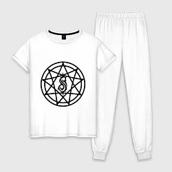 Пижама хлопковая женская Slipknot Pentagram, цвет: белый