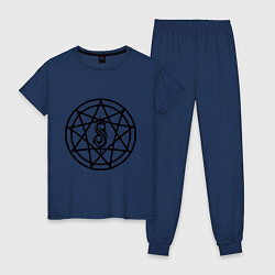 Пижама хлопковая женская Slipknot Pentagram, цвет: тёмно-синий