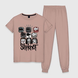 Пижама хлопковая женская Slipknot Masks цвета пыльно-розовый — фото 1