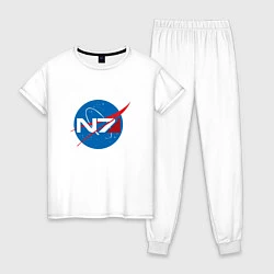 Пижама хлопковая женская NASA N7, цвет: белый