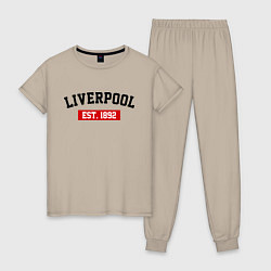 Пижама хлопковая женская FC Liverpool Est. 1892, цвет: миндальный