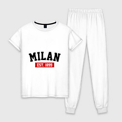 Пижама хлопковая женская FC Milan Est. 1899, цвет: белый