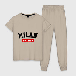 Пижама хлопковая женская FC Milan Est. 1899, цвет: миндальный