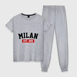 Пижама хлопковая женская FC Milan Est. 1899, цвет: меланж