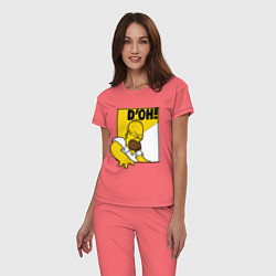 Пижама хлопковая женская Homer D'OH!, цвет: коралловый — фото 2