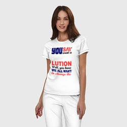 Пижама хлопковая женская The Beatles Revolution, цвет: белый — фото 2