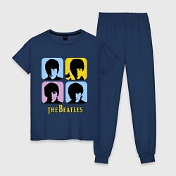 Пижама хлопковая женская The Beatles: pop-art, цвет: тёмно-синий