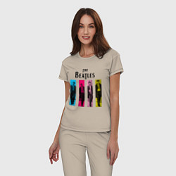 Пижама хлопковая женская Walking Beatles, цвет: миндальный — фото 2