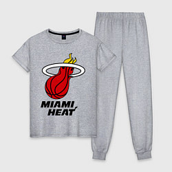 Пижама хлопковая женская Miami Heat-logo, цвет: меланж