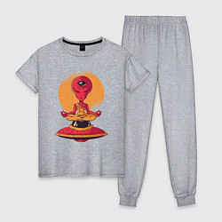 Пижама хлопковая женская Медитация пришельца, цвет: меланж
