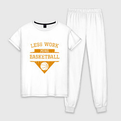 Пижама хлопковая женская Less work more Basketball, цвет: белый