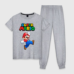 Пижама хлопковая женская Super Mario, цвет: меланж