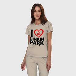 Пижама хлопковая женская I love Linkin Park, цвет: миндальный — фото 2