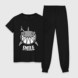 Пижама хлопковая женская Shark Smile, цвет: черный