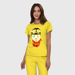 Пижама хлопковая женская Панда байкер, цвет: желтый — фото 2