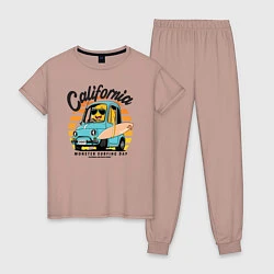 Пижама хлопковая женская Калифорния, цвет: пыльно-розовый