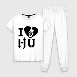 Пижама хлопковая женская I love HU, цвет: белый