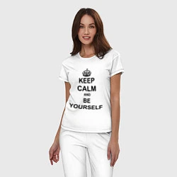 Пижама хлопковая женская Keep Calm & Be Yourself, цвет: белый — фото 2