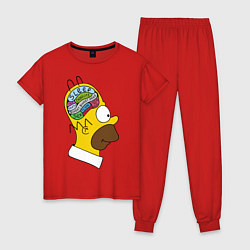 Пижама хлопковая женская Мозг Гомера, цвет: красный