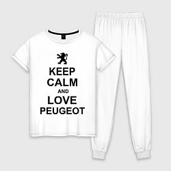 Пижама хлопковая женская Keep Calm & Love Peugeot, цвет: белый