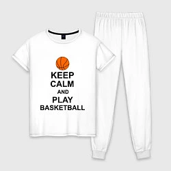 Пижама хлопковая женская Keep Calm & Play Basketball, цвет: белый