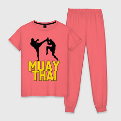 Пижама хлопковая женская Muay Thai, цвет: коралловый