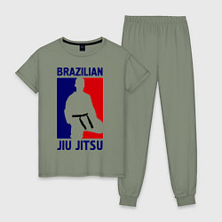 Пижама хлопковая женская Brazilian Jiu jitsu, цвет: авокадо