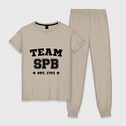 Пижама хлопковая женская Team SPB est. 1703, цвет: миндальный