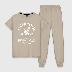 Пижама хлопковая женская Liverpool: Football Club, цвет: миндальный