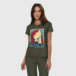 Пижама хлопковая женская MLP: Smile, цвет: меланж-хаки — фото 2