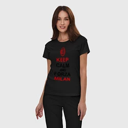 Пижама хлопковая женская Keep Calm & Forza Milan, цвет: черный — фото 2