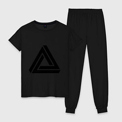 Пижама хлопковая женская Triangle Visual Illusion, цвет: черный
