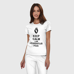 Пижама хлопковая женская Keep Calm & Juventus fan, цвет: белый — фото 2