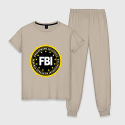 Пижама хлопковая женская FBI Departament, цвет: миндальный