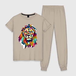 Пижама хлопковая женская Lion Art, цвет: миндальный
