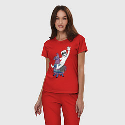 Пижама хлопковая женская Marshmello x Llama, цвет: красный — фото 2